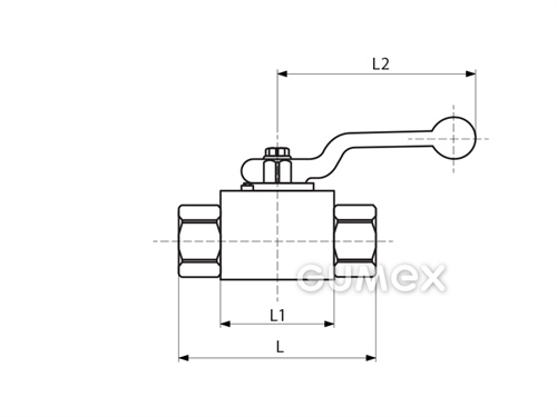 Guľový ventil pre hydrauliku trojcestný vŕtaný do L, vonkajší závit M12x1,5, 500bar, -20°C/+100°C, oceľ